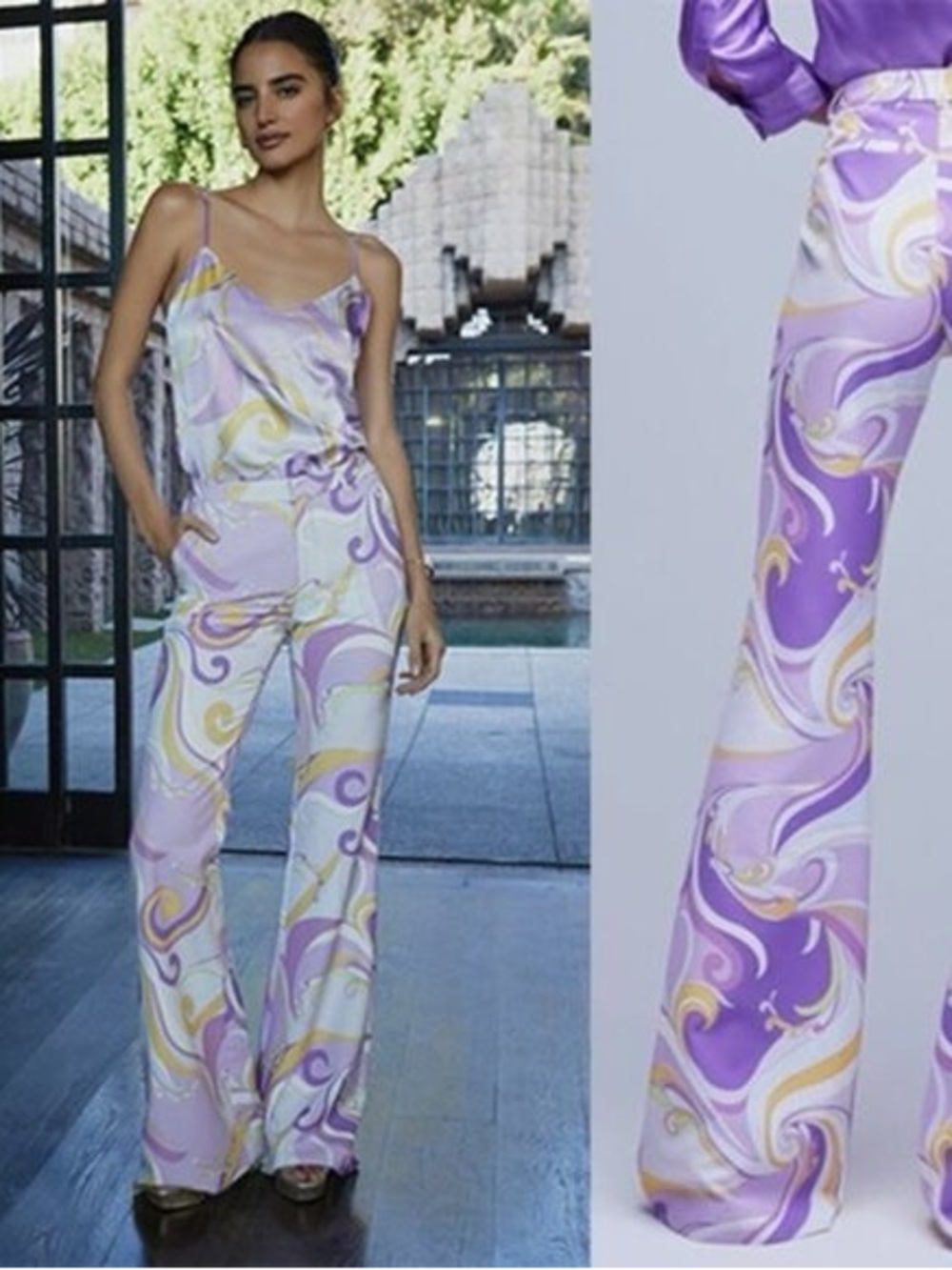 L’AGENCE Lane Flared Trouser Light Orchid Multi Saint Martin Pants NWT 4 Lana